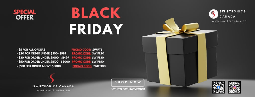 Black friday special promo codes offered by swiftronics Canada