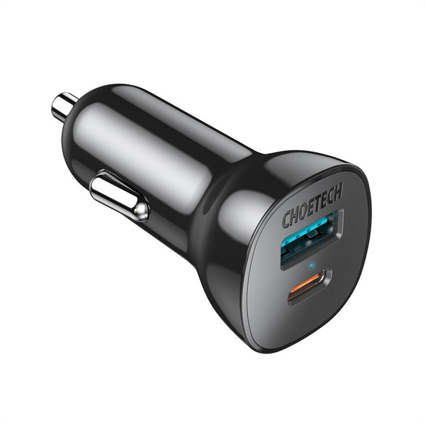 Chargeur Allume-Cigare Choetech TC0006 avec USB-A et USB-C 30W PD 3.0 -  Noir 